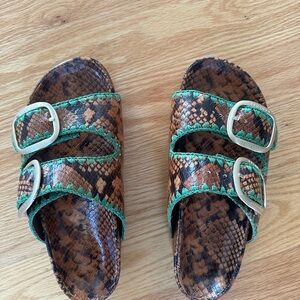 Like New Loeffler Randall Leather Two-Strap Sandals